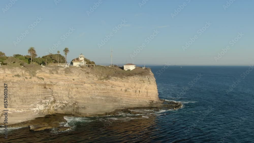 California Coast Point Farmin Aerial Shot Cliff Lighthouse Sunset R in Palos Verdes Southern California California Coast Point Farmin Aerial Shot Cliff Lighthouse Sunset R in Palos Verdes Southern California