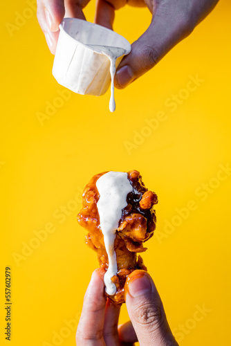 Fotografia Chicken wings with buffalo and ranch