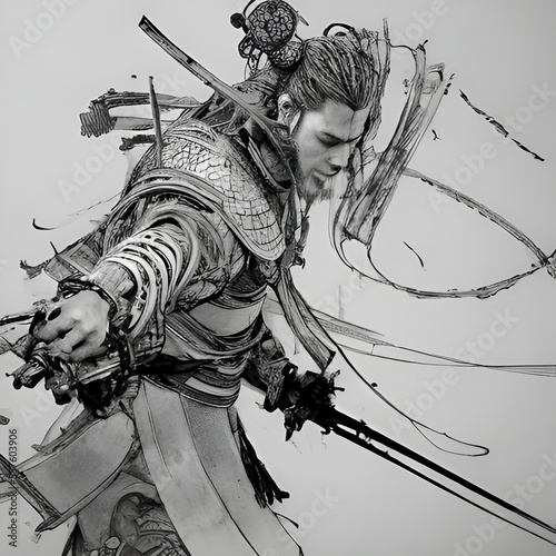 Illustration of a Samurai at war