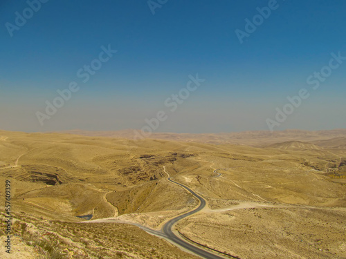  The Judean desert. The road leading to the Holy Lavra of Saint Sava, known in Syriac as Mar Saba. An Orthodox Christian monastery halfway between Jerusalem and the Dead Sea