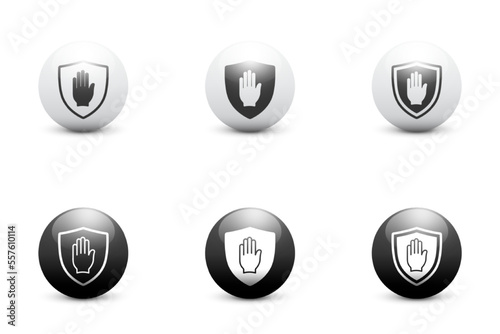 Security shield icon. Stop icon. Hand block symbol. Vector illustration.