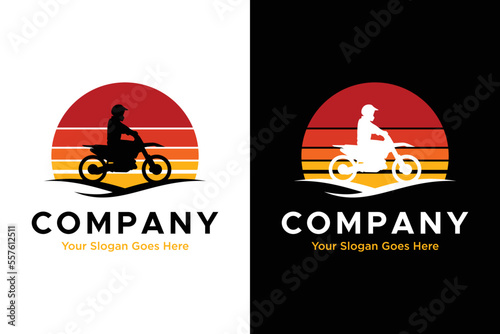 retro sunset biker logo