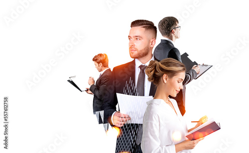 Group of business people work together having conference meeting