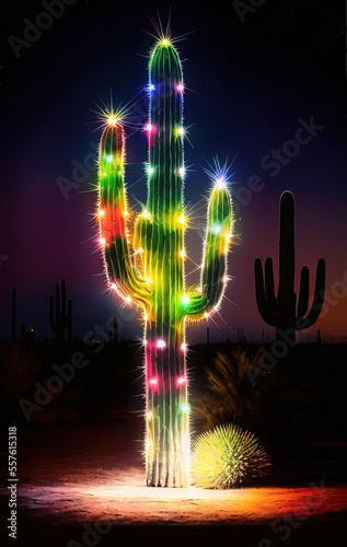 Christmas cactus generated by generative AI photo