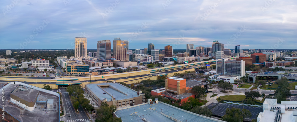 The central business district in Orlando city is the 23rd largest metropolitan area in the United States of America. - obrazy, fototapety, plakaty 