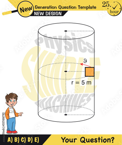 Physics, Uniform circular motion with changing position and velocity vectors and angles, Next generation question template, exam question, eps