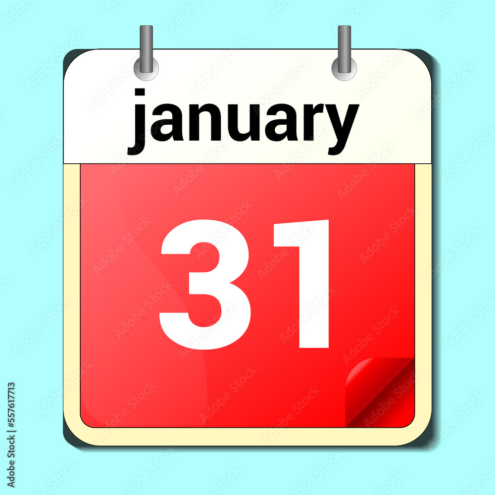 day on the calendar, vector image format, January 31 day on the calendar, vector image format, January 31