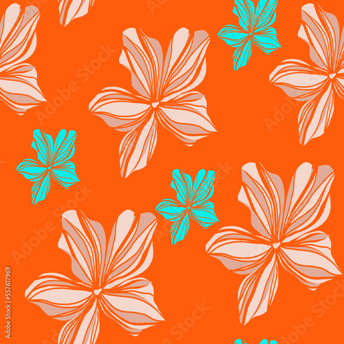 Hawaiian Aloha Shirt seamless background pattern,bright illustration for textile,fashion design,summer accessories,home interior decoration,spring floral wallpaper,cover design,botanical print. photo