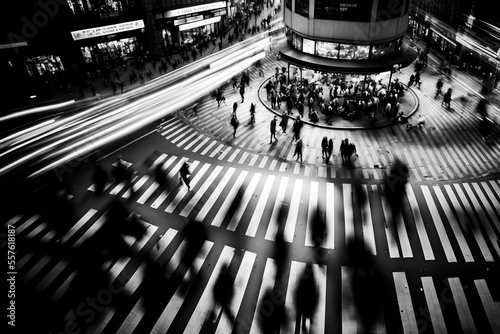 The Energy of the City: An Aerial View of a Crowded Street