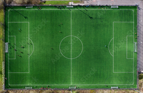 Football pitch aerial view from high above