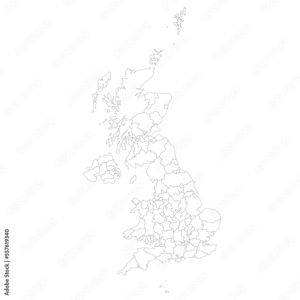 United Kingdom of Great Britain and Northern Ireland, UK. Metropolitan and non-metropolitan counties and unitary authorities of England, districts of Northern Ireland, council areas of Scotland