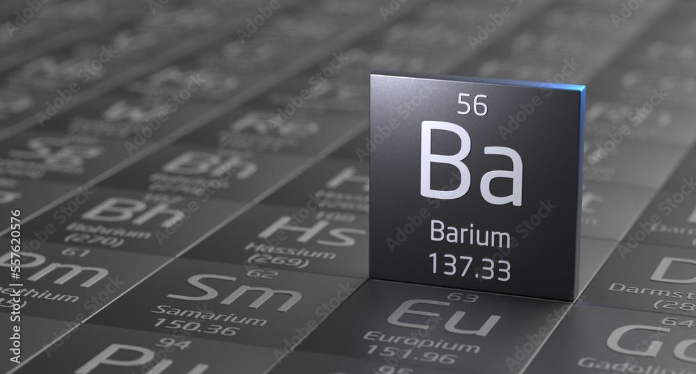 Εκτύπωση καμβά Barium element periodic table, metal mining 3d illustration