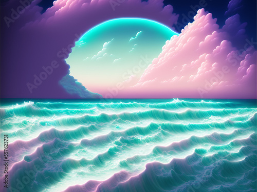 surreal pastel seascape illustration