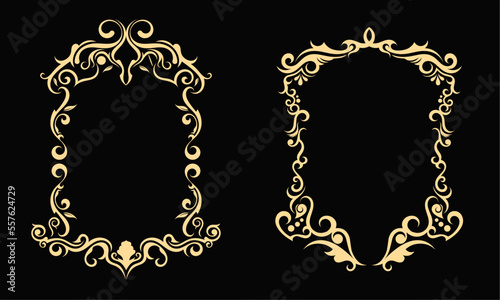 Gold Vintage Floral Border Divider,Victorian Gothic Style Frame Flourish Ornament