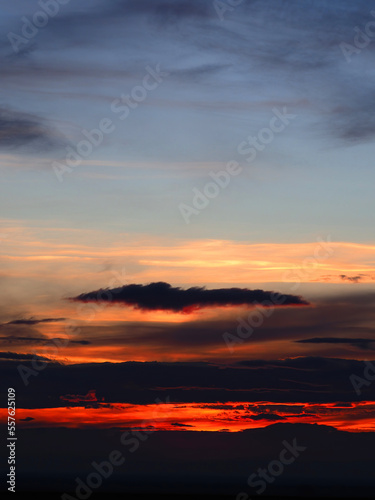 Colorful late sunset, red lava sky