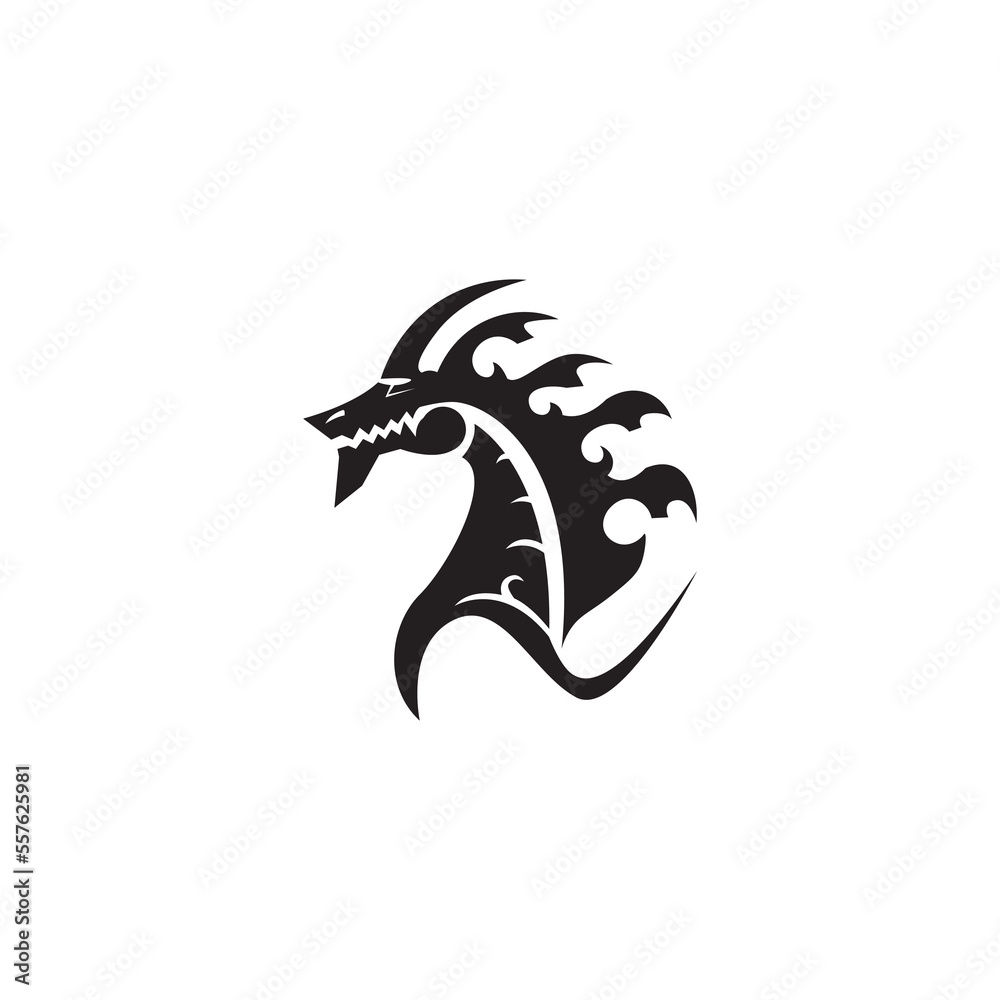 Naklejka premium black dragon logo illustration abstract vector design