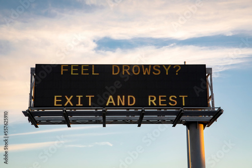 Photography Digital traffic sign warning of driving while sleepy