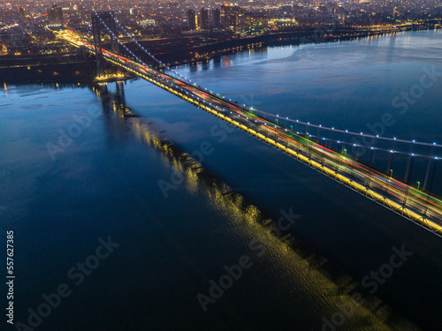 Aerial Drone Sunrise in Fort Lee, New Jersey 