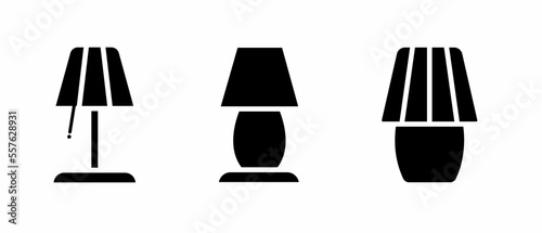 Room lamp black and white illustration set. Stock vector.