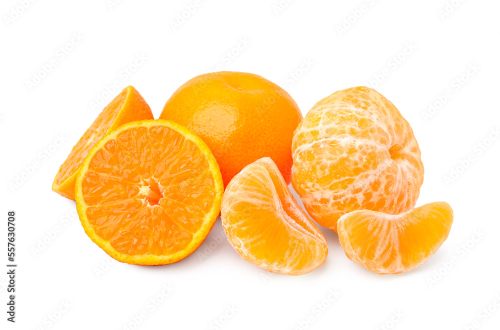 Fresh ripe juicy tangerines on white background Fresh ripe juicy tangerines on white background