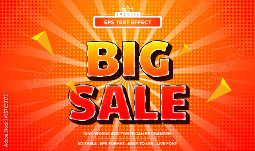 big sale text effect template with minimalist style and bold font concept use for brand label and promotion tag