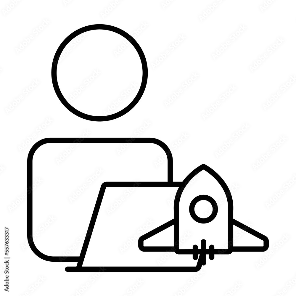 Programmer icon illustration with rocket. suitable for start up icon. icon related to developer. Line icon style. suitable for apps, websites, mobile apps. Simple vector design editable Programmer icon illustration with rocket. suitable for start up icon. icon related to developer. Line icon style. suitable for apps, websites, mobile apps. Simple vector design editable
