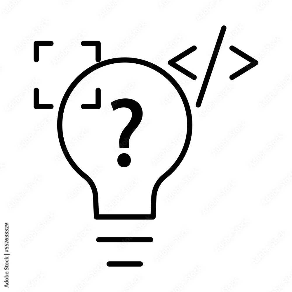 Light bulb icon Illustration with coding. Suitable for programming idea icon. icon related to developer. Line icon style. suitable for apps, websites, mobile apps. Simple vector design editable Light bulb icon Illustration with coding. Suitable for programming idea icon. icon related to developer. Line icon style. suitable for apps, websites, mobile apps. Simple vector design editable