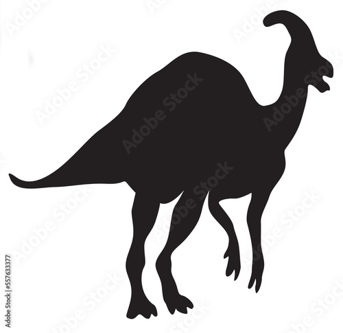 PNG black silhouette cute dinosaur. Silhouette cartoon animal design on transparent background. PNG file format Suitable for graphics websites and who require a silhouette transparent background(PNG). © ZWDQ