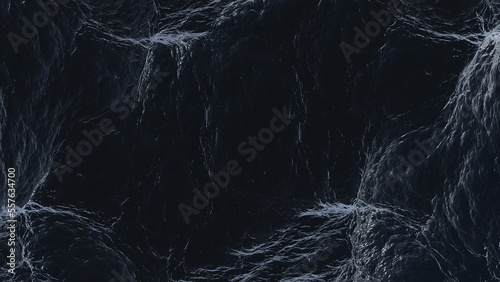 3D render of big dark blue wave in storm ocean sea, top view