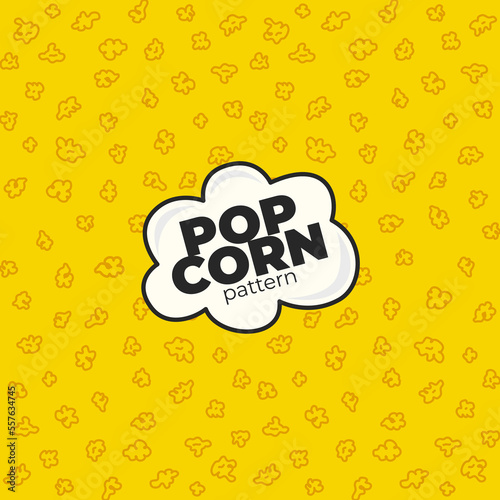 Pop corn pattern for packaging snacks. Popcorn fluffy flakes pattern. Popcorn Background pattern. doodle popcorn.