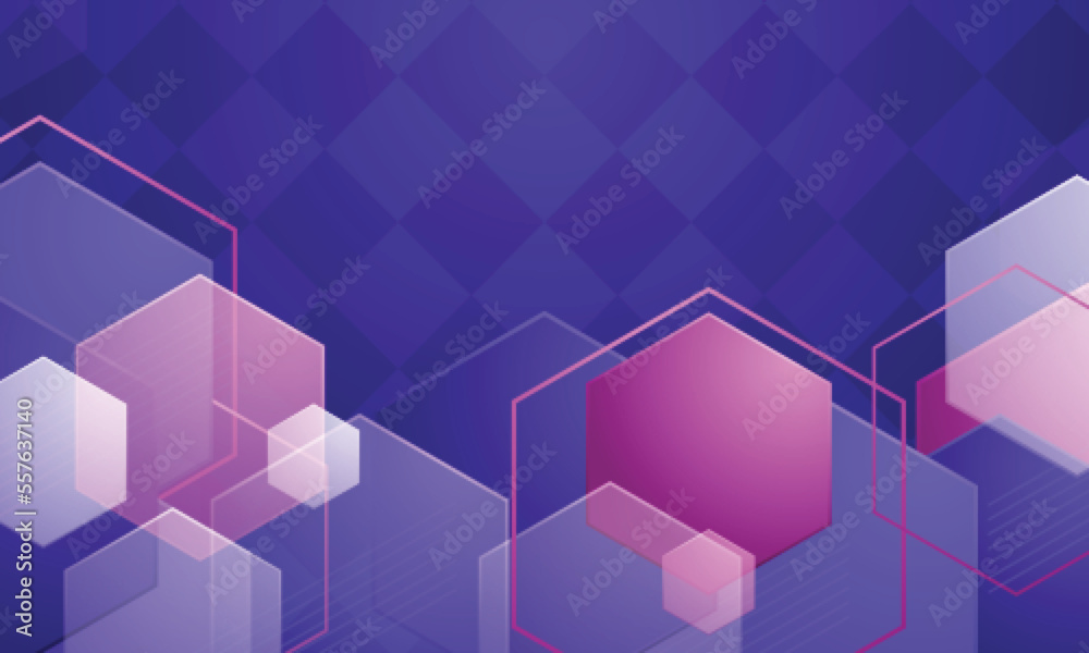 Abstract blue and pink hexagonal luxury background