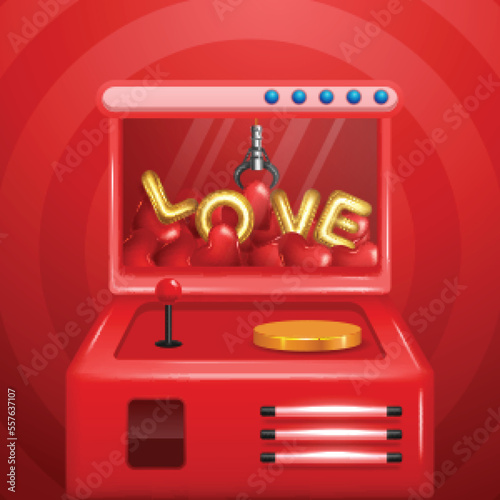 Claw machine with a heart in its claws