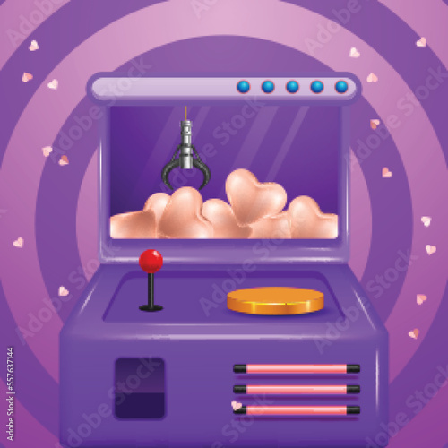 Claw machine with a heart in its claws