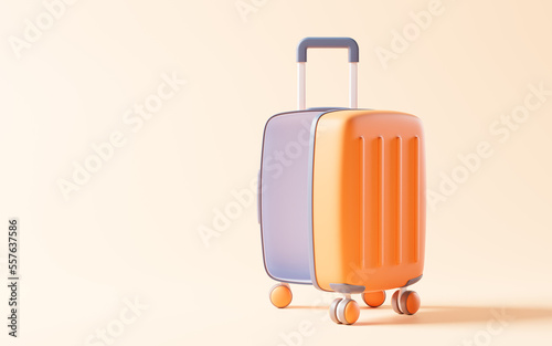Cartoon style luggage with travel theme, 3d rendering.