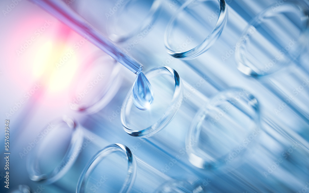 Chemical glassware in the laboratory, 3d rendering. Chemical glassware in the laboratory, 3d rendering.