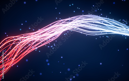 Abstract wave gradient curves and particles, 3d rendering. © Vink Fan