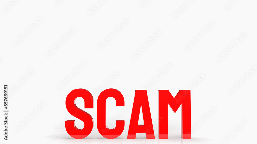 red scam text on white background 3d rendering red scam text on white background 3d rendering