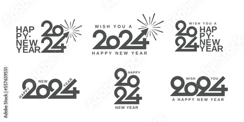 Set of 2024 typeface logo for new year, calendar, greeting card, banner, flyer and media post template. 2024 new year logo text design