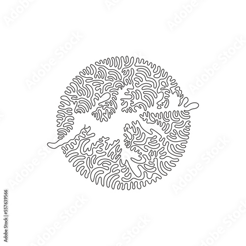 Single curly one line drawing of beautiful leafy seadragon abstract art. Continuous line draw graphic design vector illustration of cute, transparent animal for icon, symbol, logo, poster wall decor