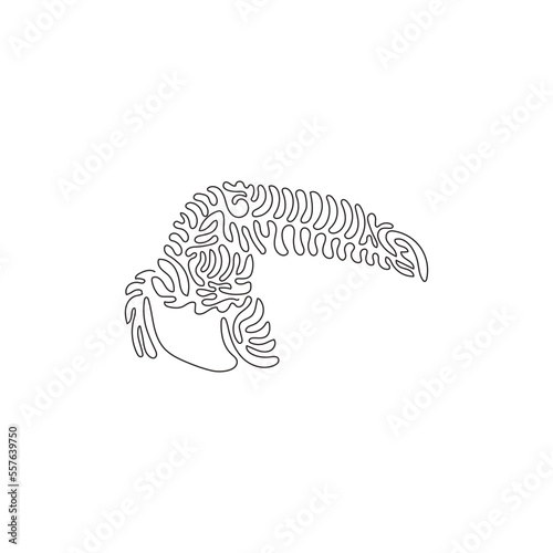 Fototapeta Naklejka Na Ścianę i Meble -  Single one curly line drawing of cute toucan abstract art. Continuous line draw graphic design vector illustration of lengthy beak bird for icon, symbol, company logo, and pet lover club