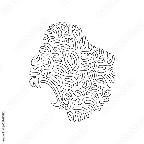 Single swirl continuous line drawing  of genus of primates art. Continuous line draw graphic design vector illustration the largest of the apes animal for icon, symbol, company logo.