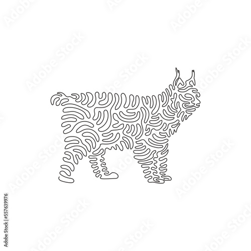 Continuous curve one line drawing of adorable lynx curve abstract art. Single line editable stroke vector illustration of lynx has beautiful thick fur for logo  wall decor and poster print decoration