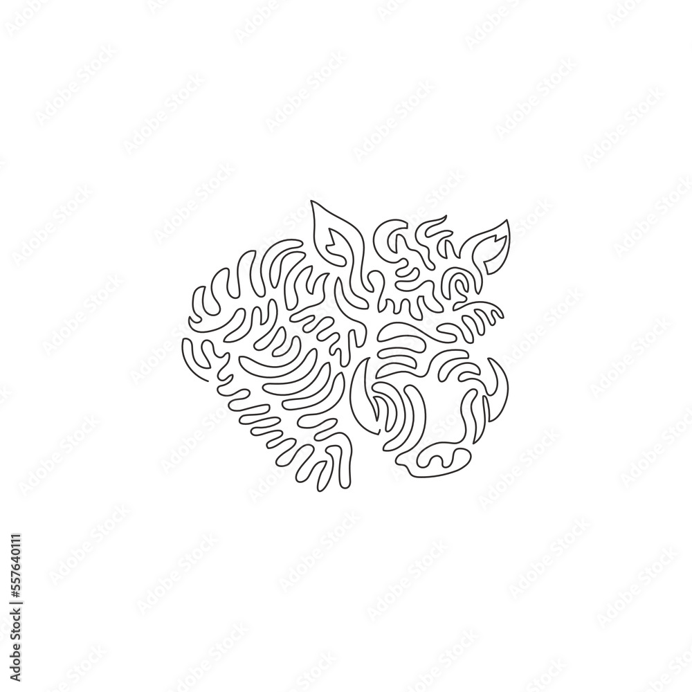 Single one line drawing of ugly face  animal abstract art. Continuous line draw graphic design vector illustration of warthogs have two sets tusks for icon, symbol, company logo, poster wall decor