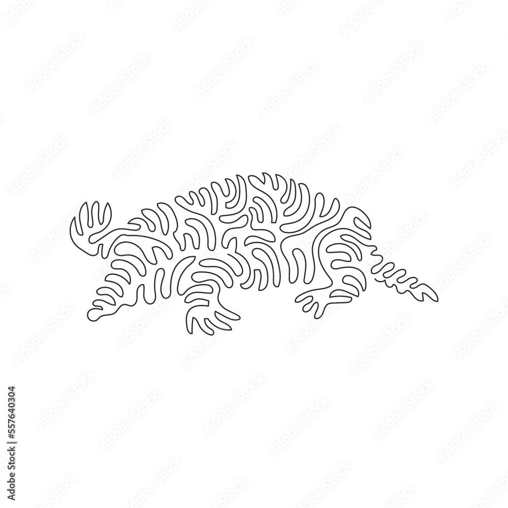 Continuous curve one line drawing of cute mole curve abstract art. Single line editable stroke vector illustration of mammal remarkable diggers  for logo, wall decor and poster print decoration