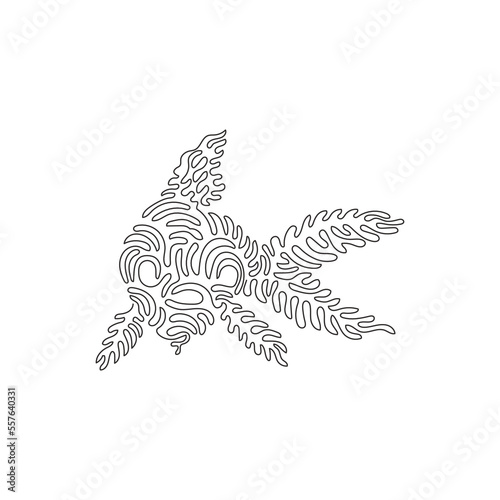 Continuous curve one line drawing of hardy aquatic species curve abstract art. Single line editable stroke vector illustration of friendly domestic animal for logo, wall decor and poster print decor