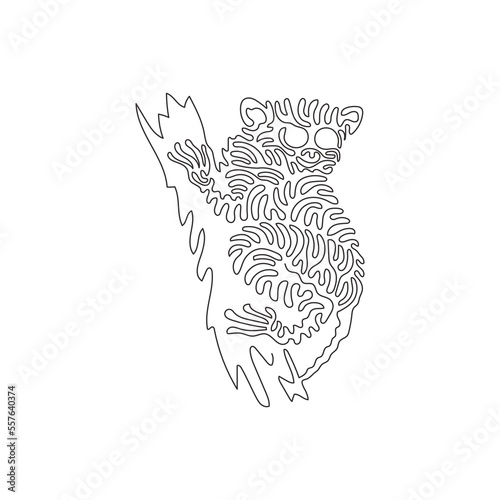 Single one line drawing of cute small primates abstract art. Continuous line draw graphic design vector illustration of big eyed cute tarsier for icon, symbol, company logo, sign, poster wall decor