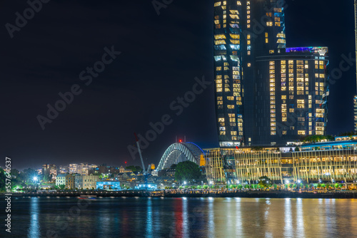 Sydney Harbour Bridge New Years Eve fireworks  colourful NYE fire works lighting the night skies with vivid multi colours NSW Australia. Happy New Year. New Year Eve