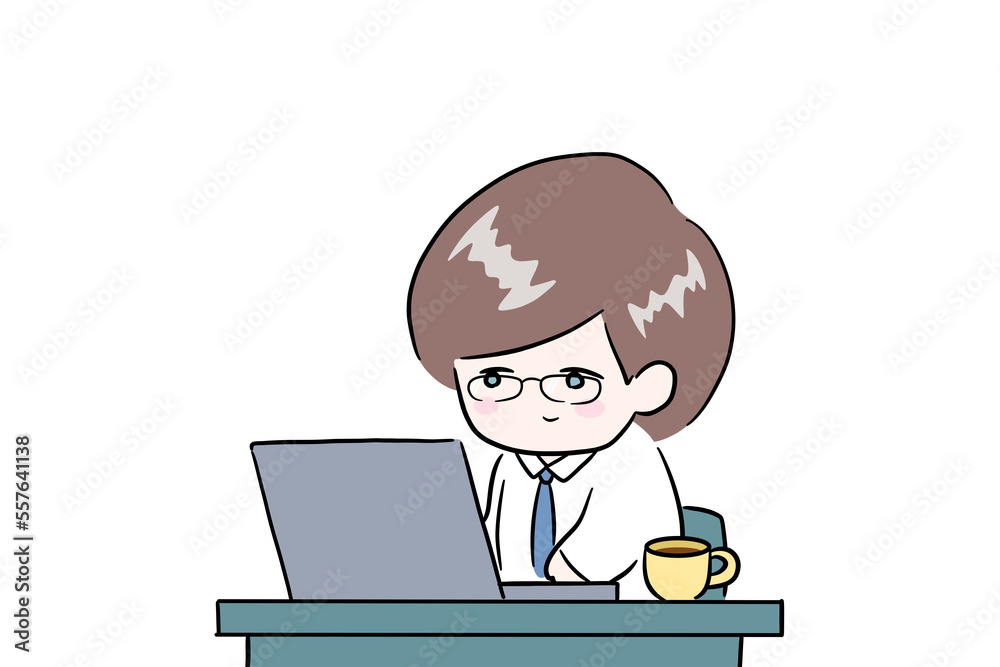 zoom meeting office clerk office worker employee desk work computer work man with glasses remote work zoom meeting office clerk office worker employee desk work computer work man with glasses remote work