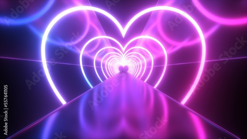 Ultraviolet Pink Purple Neon Heart Lights Reflections Glowing Bright - Abstract Background Texture