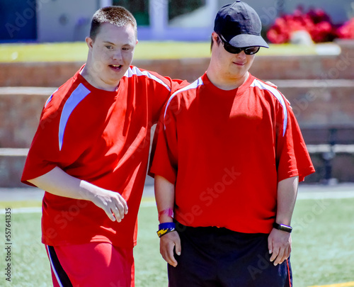 Friends meet following a soccer game
